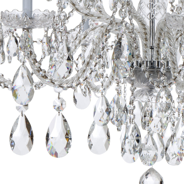 ##Antique Hardware## Traditional Crystal 12 Light Hand Cut Crystal Polished Chrome Chandelier