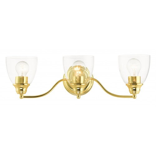 ##Antique Hardware## 3 Light Polished Brass Vanity Sconce