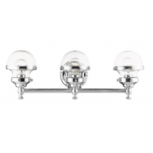 ##Antique Hardware## 3 Light Polished Chrome Bath Vanity