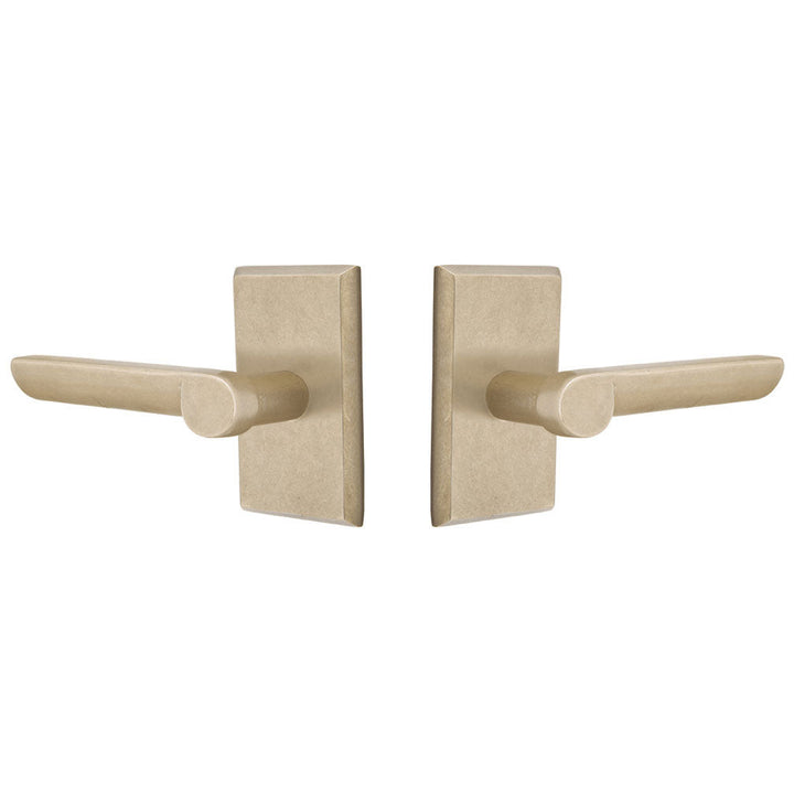 ##Antique Hardware## Solid Brass Sandcast Aurora Lever With Rectangular Rosette