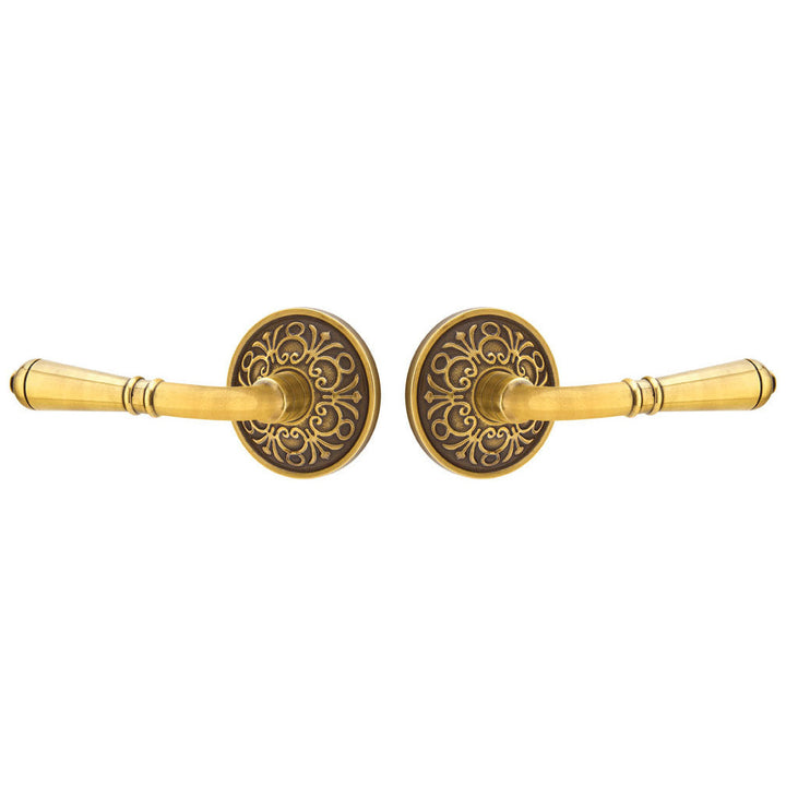 ##Antique Hardware## Emtek Solid Brass Turino Lever With Lancaster Rosette (Many Finishes Available)
