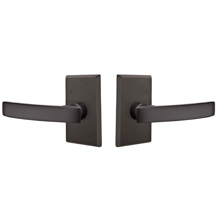 ##Antique Hardware## Emtek Solid Brass Sandcast Yuma Lever With Modern Rectangular Rosette