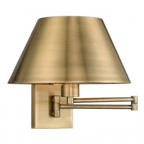 ##Antique Hardware## 1 Light Antique Brass Swing Arm Wall Lamp