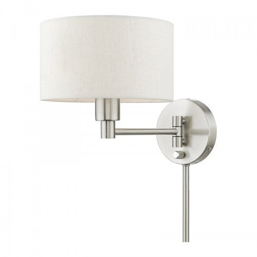 ##Antique Hardware## 1 Light Brushed Nickel Swing Arm Wall Lamp
