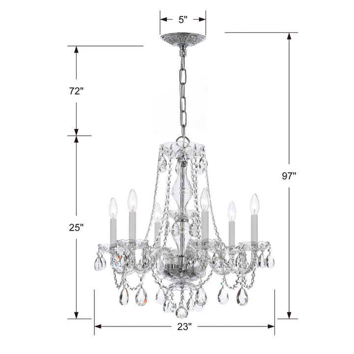 ##Antique Hardware## Traditional Crystal 6 Light Spectra Crystal Polished Chrome Chandelier