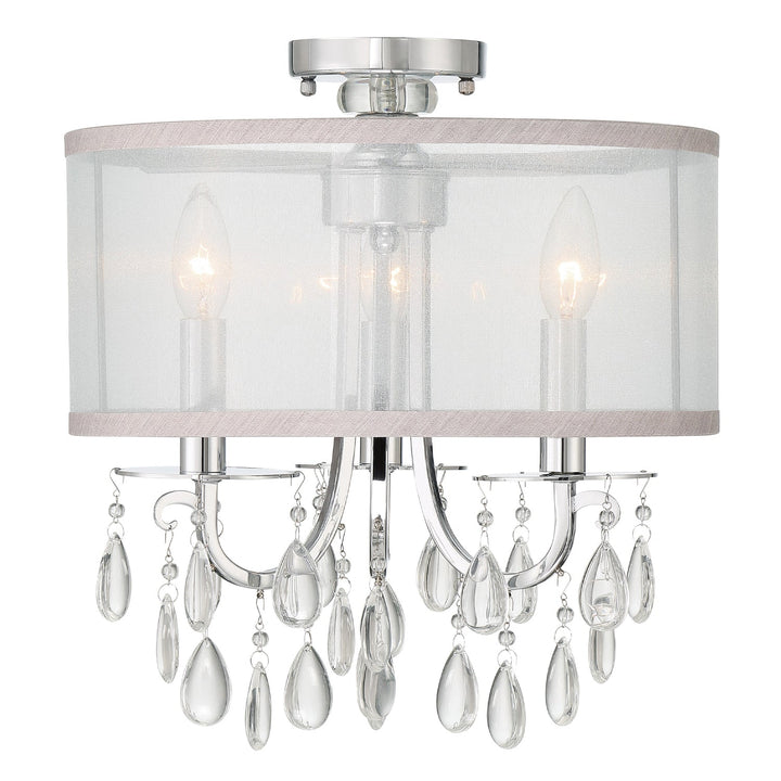 ##Antique Hardware## Hampton 3 Light Polished Chrome Semi Flush Mount