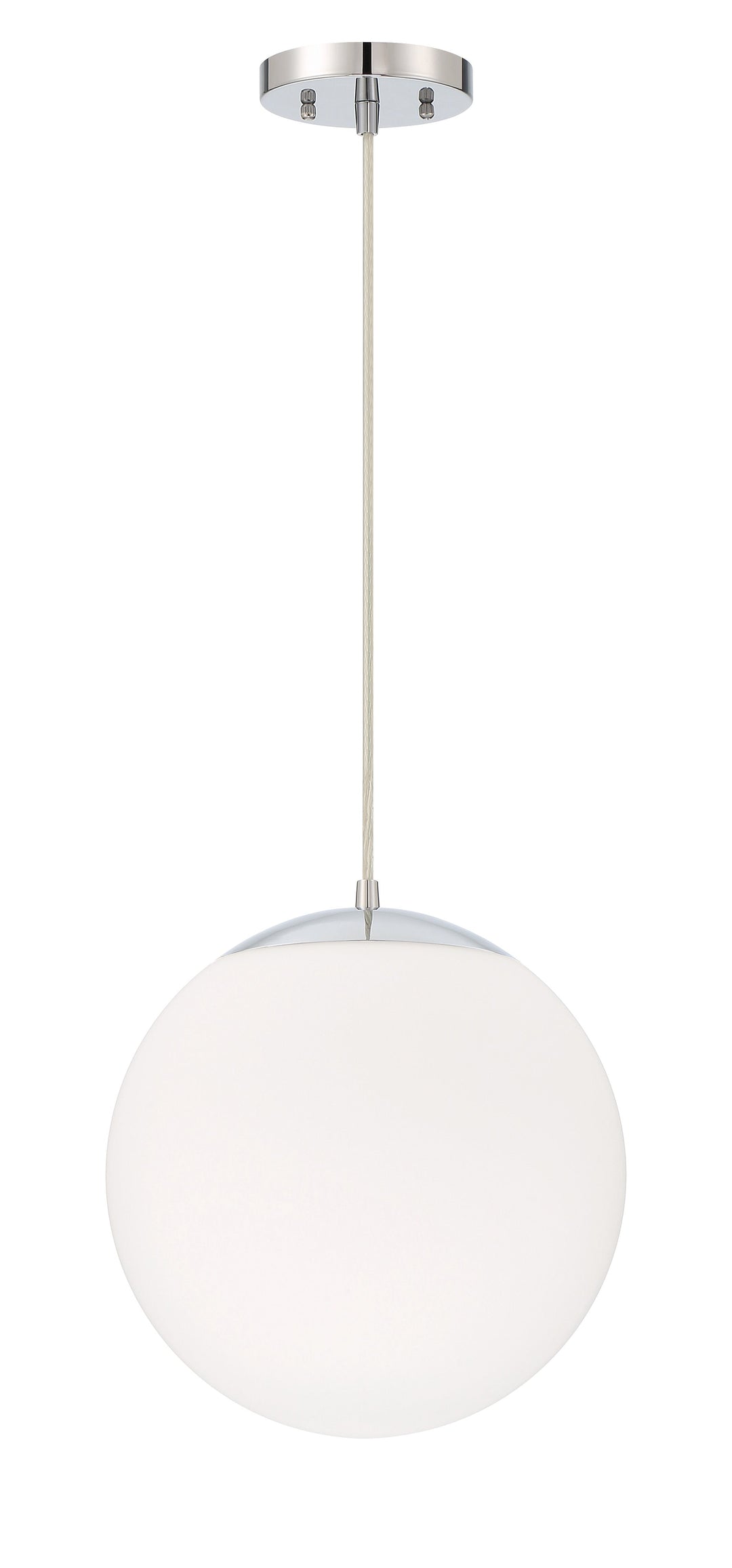 ##Antique Hardware## Gaze 1 Light 12" Pendant in Chrome (White Glass)