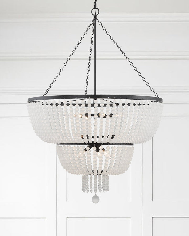 ##Antique Hardware## Rylee 12 Light Matte Black Chandelier