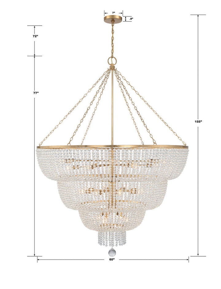##Antique Hardware## Rylee 24 Light Antique Gold Chandelier