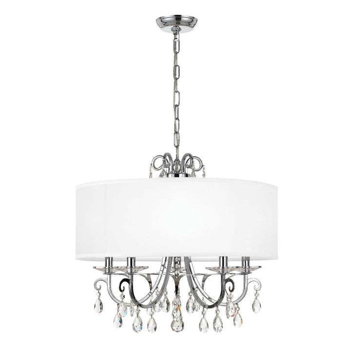 ##Antique Hardware## Othello 5 Light Clear Crystal Polished Chrome Chandelier