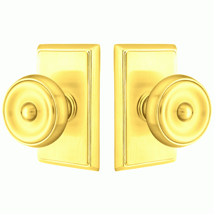 ##Antique Hardware## Solid Brass Waverly Door Knob Set With Rectangular Rosette (Several Finish Options)
