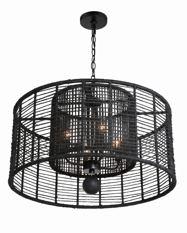 ##Antique Hardware## Jayna 4 Light Matte Black Chandelier