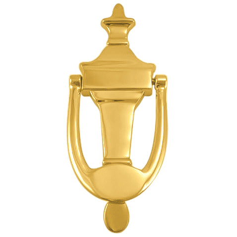 6 3/4 Inch (5 Inch c-c) Solid Brass Traditional Door Knocker (Polished Brass Finish)