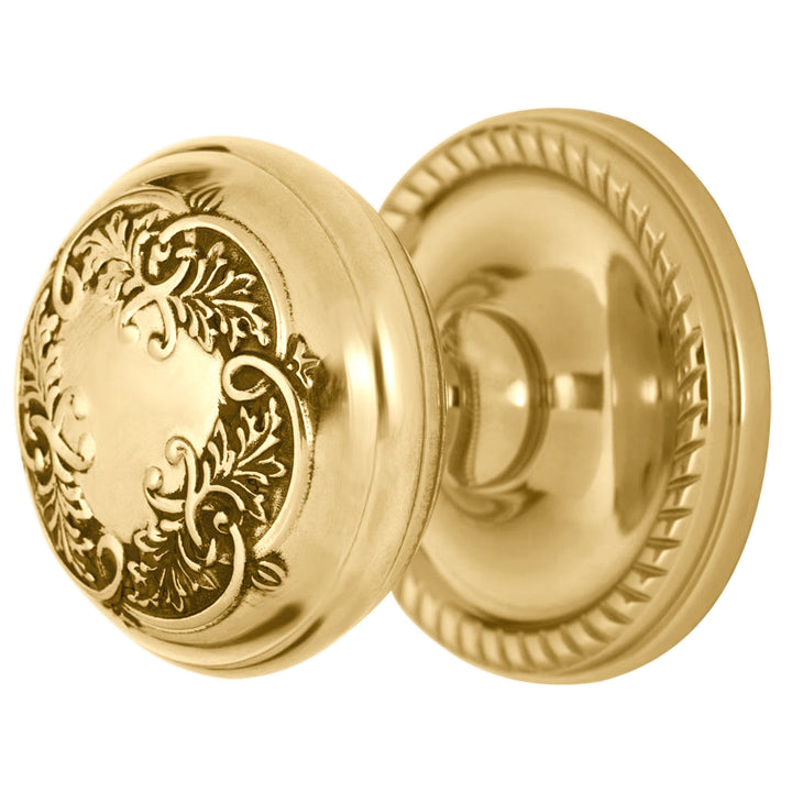 Georgian Roped Rosette Door Set with Floral Leaf Door Knobs (Several Finishes Available)