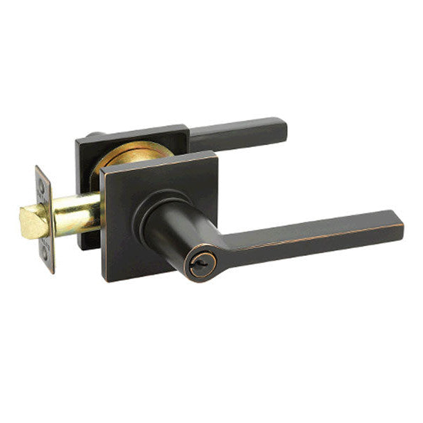 ##Antique Hardware## Emtek Solid Brass Helios Key In Door Lever with Square Rosette