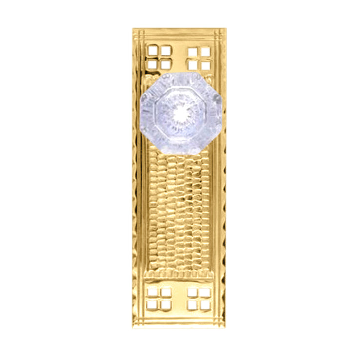 ##Antique Hardware## Arts & Crafts Backplate Door Set with Octagon Crystal Door Knobs (Several Finishes Available)