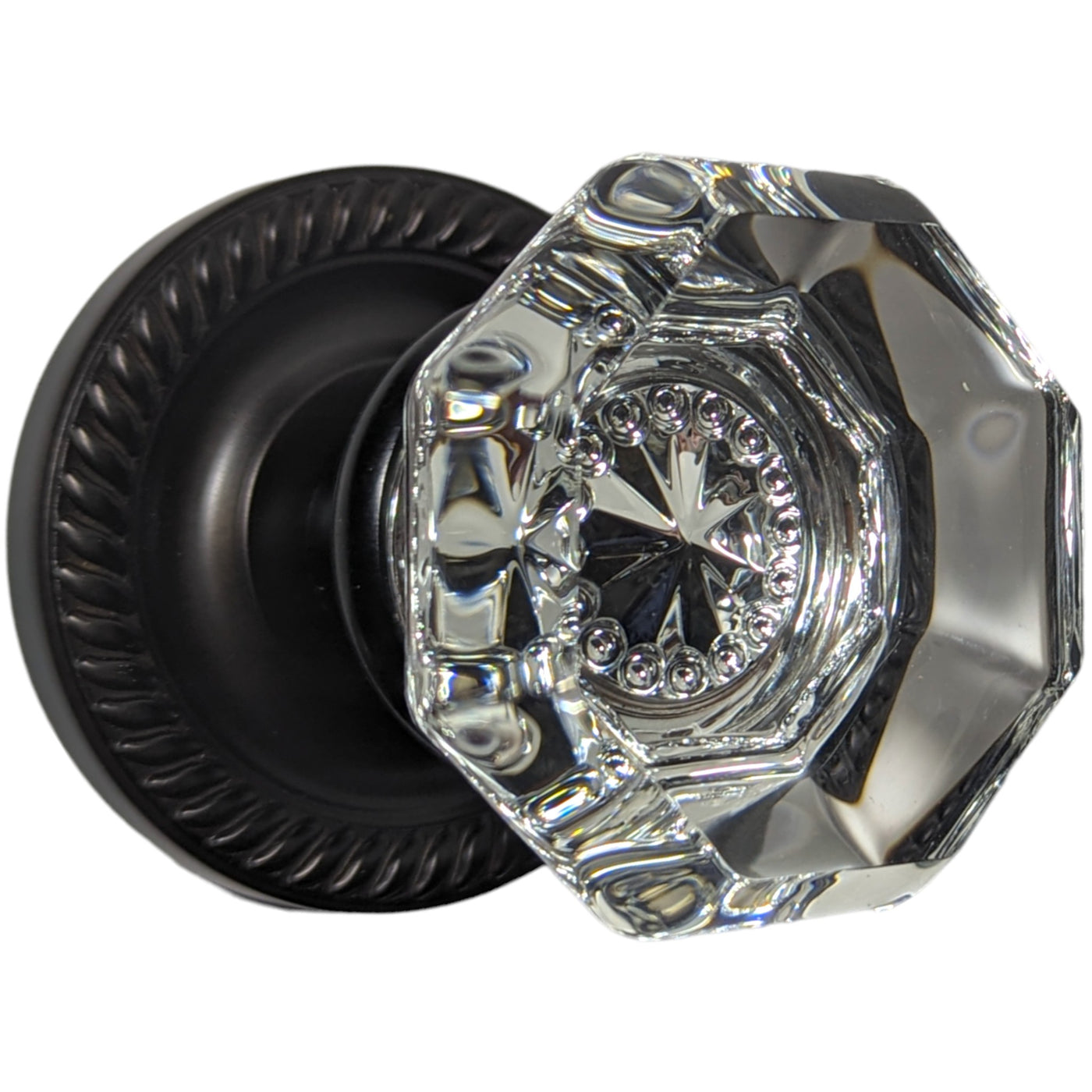 Georgian Roped Rosette Door Sets with Octagon Crystal Door Knobs (Several Finishes Available)