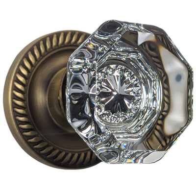 Georgian Roped Rosette Door Sets with Octagon Crystal Door Knobs (Several Finishes Available)