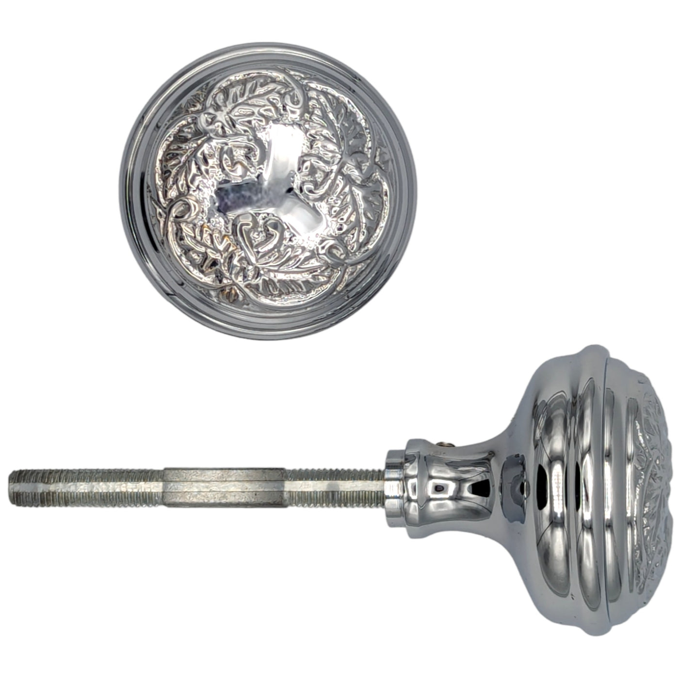 Floral Leaf Solid Brass Spare Door Knob Set (Several Finishes Available)