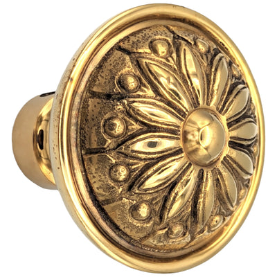 Floral Imprint Solid Brass Spare Door Knob Set (Several Finishes Available)