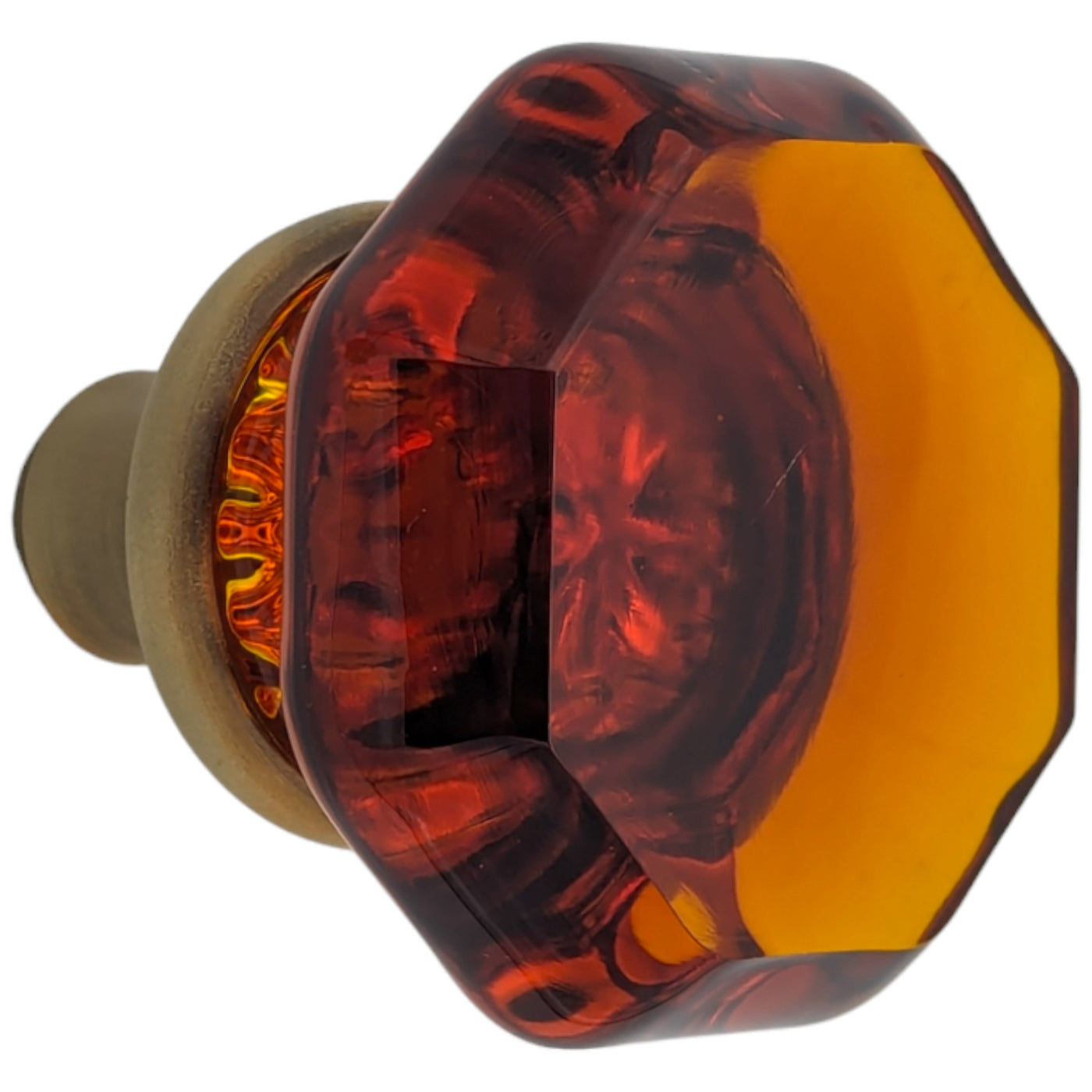 Amber Octagon Crystal Spare Door Knob Set (Several Finishes Available)