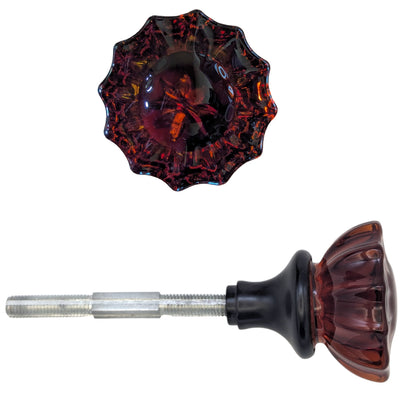 Amber Fluted Crystal Spare Door Knob Set (Several Finishes Available)