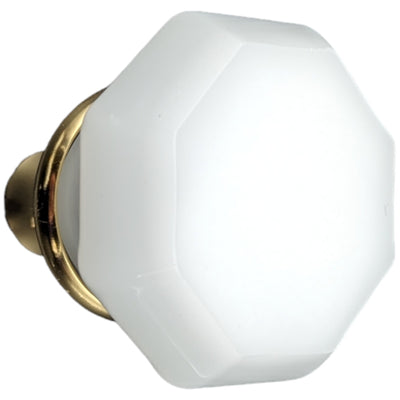 Octagon Milk Glass Spare Door Knob Set (Several Finishes Available)