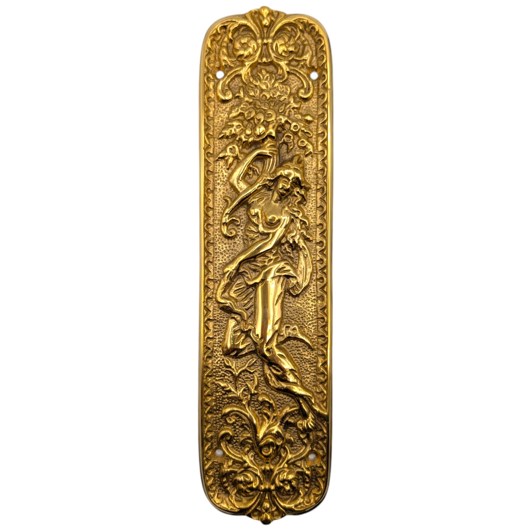 OPEN BOX 10 1/4 Inch Solid Brass Italianette Style Push Plate (Polished Brass)