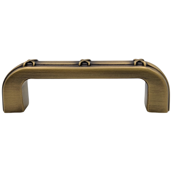 ##Antique Hardware## 3 1/2 inch Overall (3 inch C-C) Ribbon & Reed Trellis Cabinet Pull (Several Finishes Available)