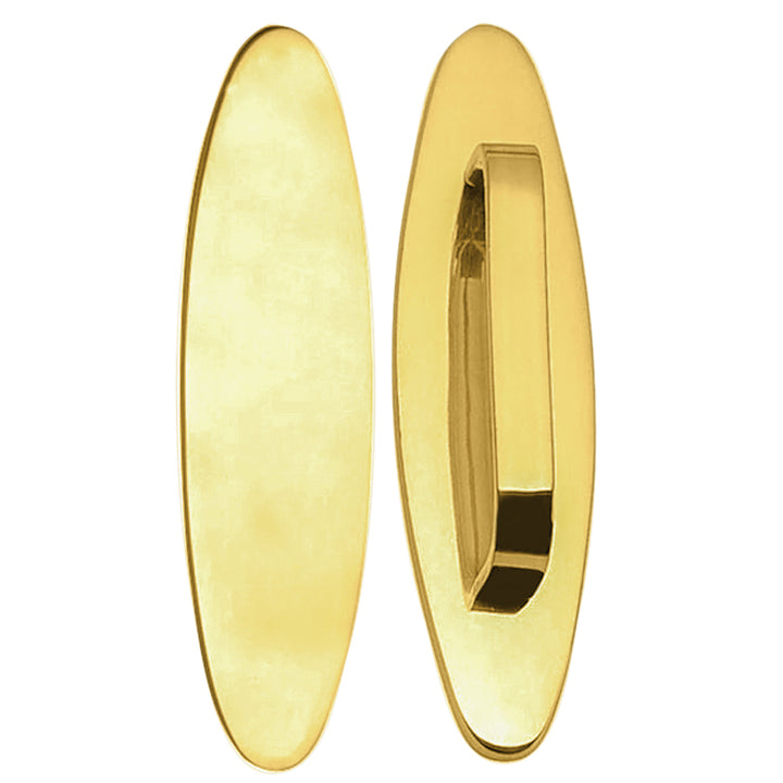 11 Inch Solid Brass Oval Push and Pull Plate Set Polished Brass Finish