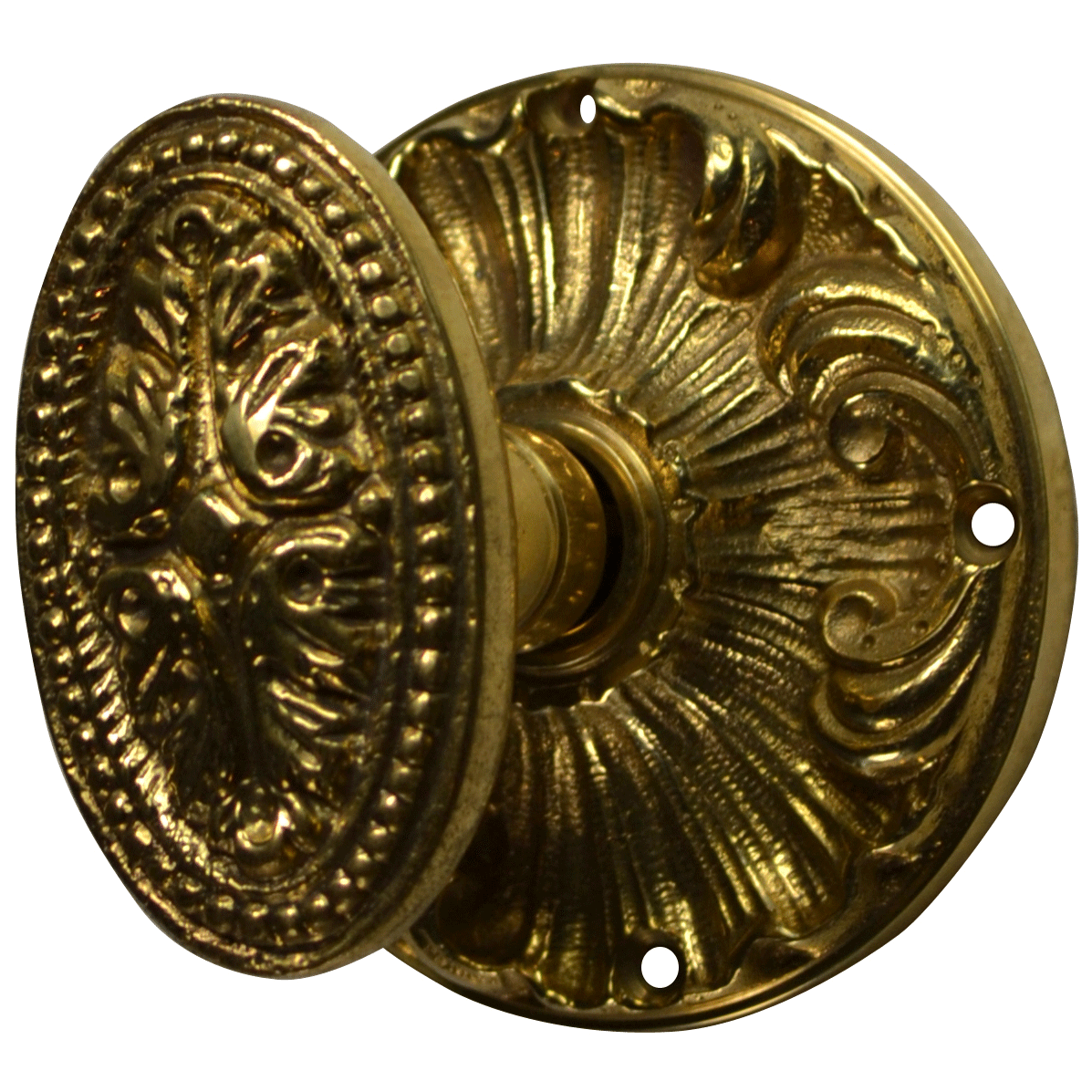Oval Door Knobs - Antique Brass