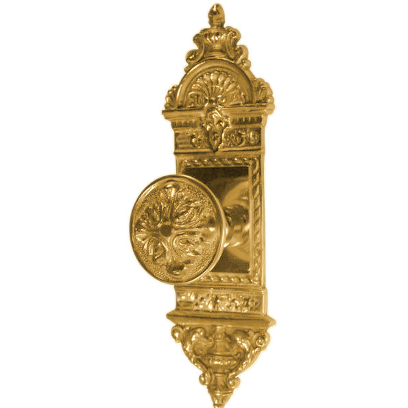 ##Antique Hardware## L'Enfant Small Backplate Door Set with Romanesque Door Knobs (Several Finishes Available)