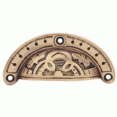 ##Antique Hardware## 4 Inch Overall (3 1/2 Inch c-c) Solid Brass Decorative Cup Pull