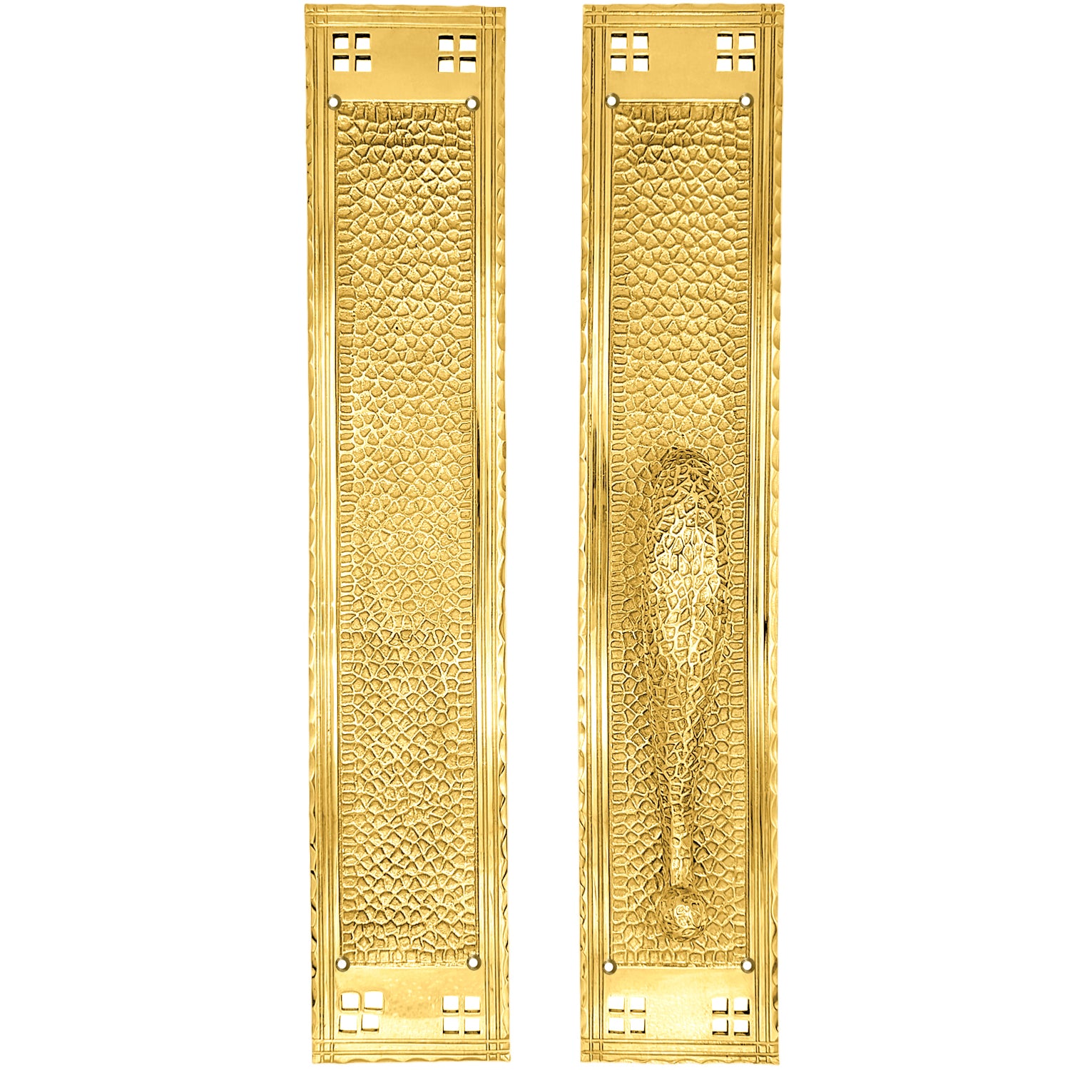 18 Inch Arts & Crafts Style Door Pull & Push Plate Set – Antique