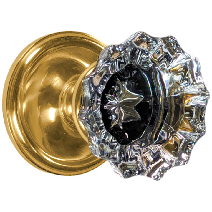 Traditional Rosette Door Set with Fluted Crystal Door Knobs (Several Finishes Available)
