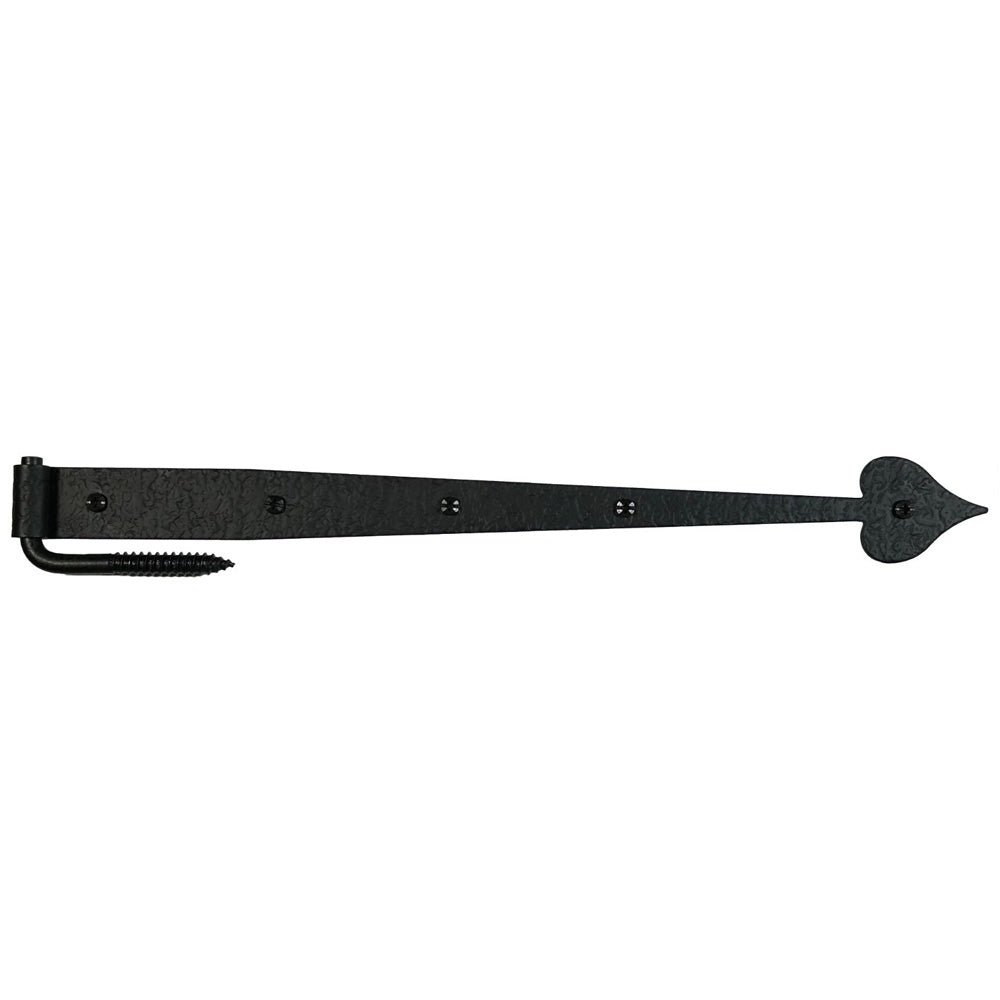 20 1/2 Inch Rough Iron Heart Strap Hinge