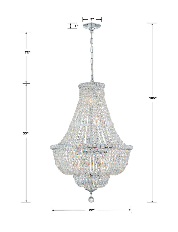 ##Antique Hardware## Roslyn 9 Light Polished Chrome Chandelier