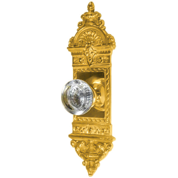 L'Enfant Small Backplate Door Set with Crystal Round Door Knobs (Several Finishes Available)