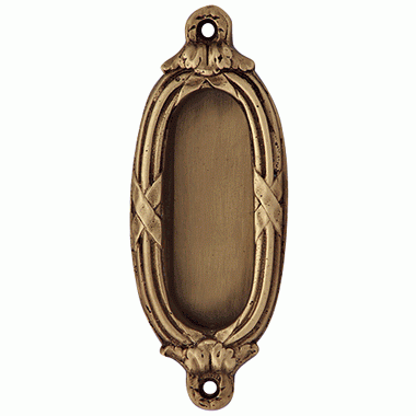 ##Antique Hardware## 4 1/3 Inch Solid Brass Ribbon & Reed Door Pull