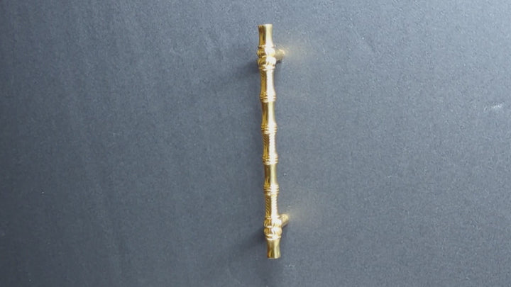 6 Inch Overall (4 1/2 Inch c-c) Japanese Bamboo Pull (Polished Brass Finish)