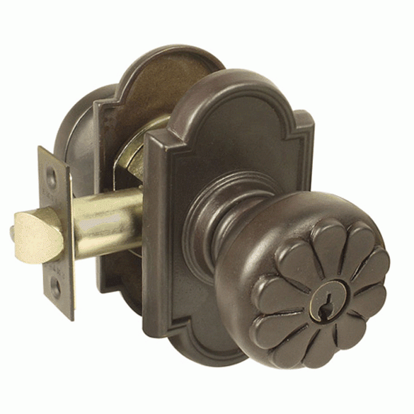 ##Antique Hardware## Emtek Solid Brass Petal Key In Door Knob with #11 Rosette