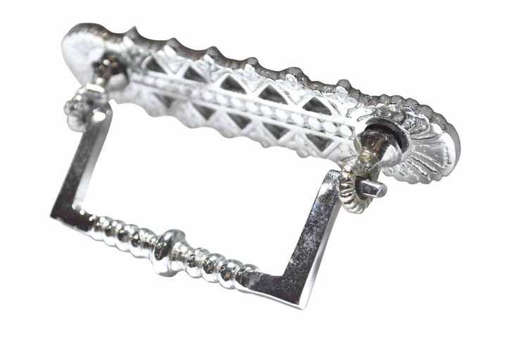 ##Antique Hardware## 4 1/5 Inch Solid Brass Eastlake Bail Pull (Satin Nickel Finish)