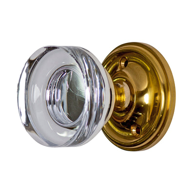 Traditional Rosette Door Set with Disc Crystal Door Knobs (Several Finishes Available)