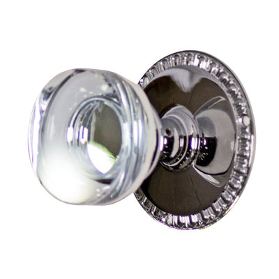 Egg & Dart Rosette Door Set with Crystal Disc Door Knobs (Several Finishes Available)