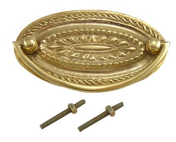 ##Antique Hardware## 4 Inch Solid Brass Oval Bail Style Pull (Several Finishes Available)
