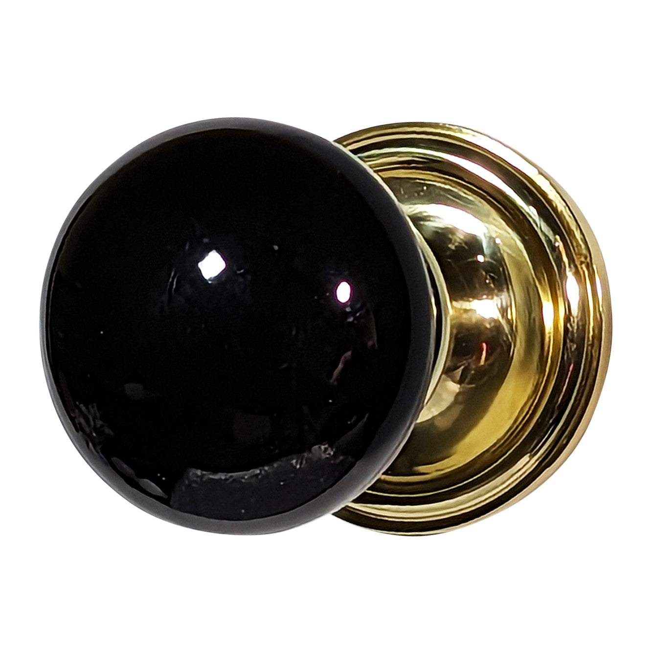 Traditional Rosette Door Set with Black Porcelain Door Knobs (Several Finishes Available)