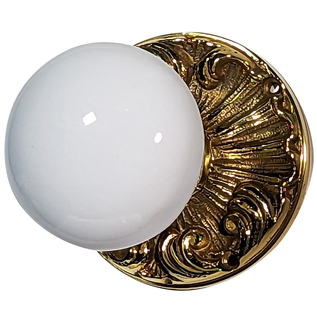 White Porcelain Door Knob Set with Romanesque Rosette – Antique ...