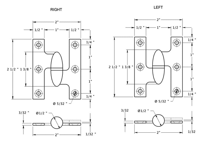 ##Antique Hardware## 2 1/2 Inch x 2 Inch Solid Brass Olive Knuckle Hinge