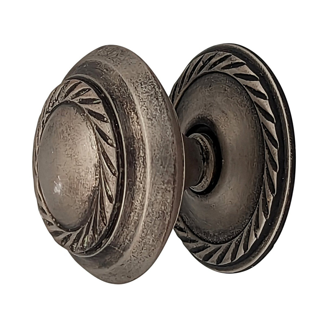 ##Antique Hardware## 1 1/2 Inch Georgian Roped Cabinet Knob with Backplate (Antique Nickel)