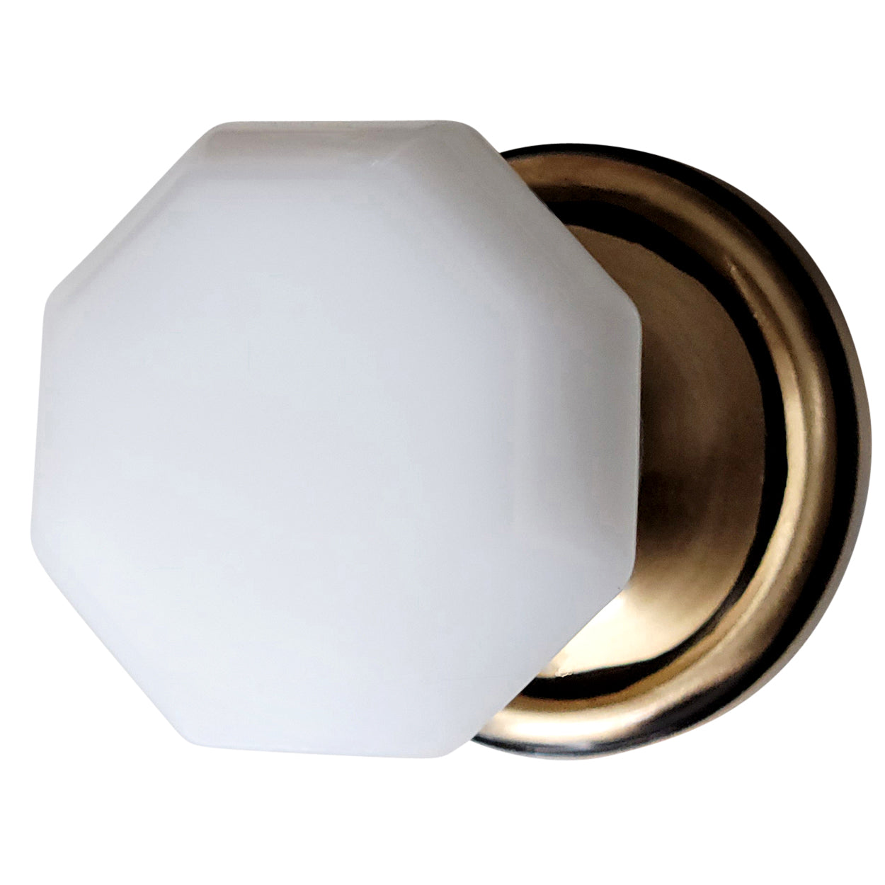 Traditional Rosette Door Set with Octagon Milk Glass Door Knobs (Several Finishes Availabe)